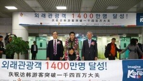 외국인 관광객 1400만 명 시대 돌입… 1위는 중국,  2위는?