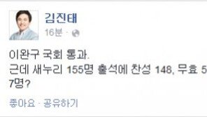 이완구 인준 표결, 새누리 김진태 “배신 내지 모자란 사람 7명?”