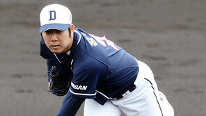 타구에 맞은 장원준, 가슴 쓸어내린 두산