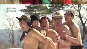 ‘1박2일’ 강민경 등장에 男멤버들 설산에서 상의 탈의 경쟁…밋밋한 속살 大폭소 
