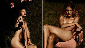 ‘올해의 모델’ 로지 헌팅턴 휘틀리, 잔디밭에서 전라화보를? 묘한 손 위치 ‘눈길’