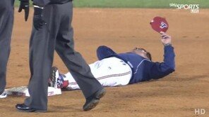 “쓰리피트아웃 맞다니까” 김기태 감독, 그라운드 드러누워 항의…결국 퇴장