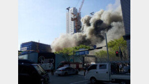 분당 정자동 화재, 인근 공사장서 큰 불… 진화 작업 중