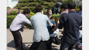 ‘가리왕산 공사중단 요구’ 녹색연합, 강원 청경들과 폭력사태 얼룩