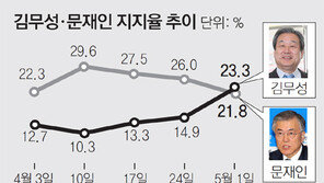 대선주자 지지도… 김무성, 문재인 누르고 처음 1위