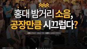 [카드뉴스]‘쿵쾅쿵쾅’ 홍대 밤거리 소음, 공장만큼 시끄럽다?