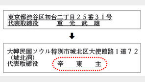 한국이름으로 日광윤사 대표 오른 신동주