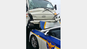 경찰 순찰차 덮친 트럭