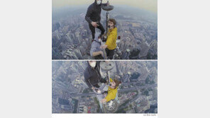 ‘아찔한 셀카’ 384미터 빌딩 꼭대기에 촬영