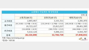 반려견 요람에서 무덤까지 3천만원 든다