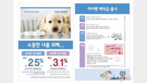 반려동물 키우세요? 최고 3.1% 이자 드립니다