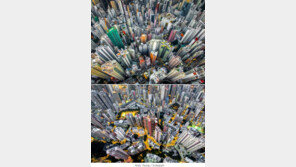 하늘에서 본 홍콩, 고층 건물들이 빽빽해