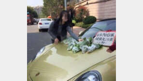 포르쉐 보닛, 매대 삼아 황당한 채소 판매… 대체 왜?