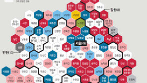 서울 10곳이상 우세 정당 없어… 경기 60곳 중 38곳 경합