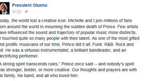 프린스 사망에 오바마 美대통령 애도…“그보다 창조적인 영혼은 없다”