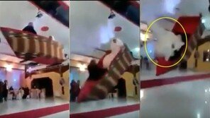 배 타고 결혼식 입장하다… 추락한 신부?