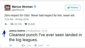 오도어, 바티스타 안면가격…“깨끗한 펀치” vs “오도어 존중 않을 것” 