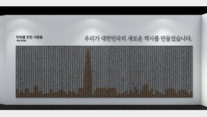 롯데월드타워 벽면에 공사현장 근로자 8000명 이름 새겨