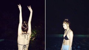 동상이몽 현아, 한밤중 비키니입고 양팔 번쩍…무슨포즈?