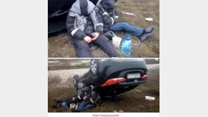 뒤집힌 차 옆에서 ‘쿨쿨’…음주운전 끝판왕 포착