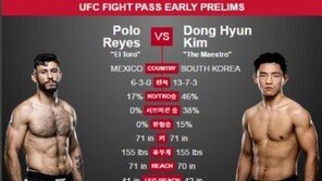 UFC 김동현, 폴로 레예스에 TKO 패 ‘통산 전적 2전 2패’