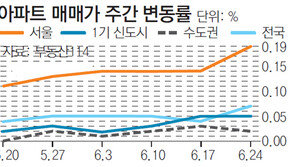 [아파트 시세]서울 아파트값 6월 넷째주 0.19%↑… 10년만에 최대