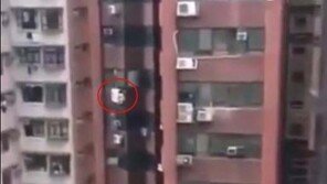 아파트 10층에 붙어 있는 남자