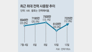 폭염에 전력사용 폭증… 예비율 9% 뚝