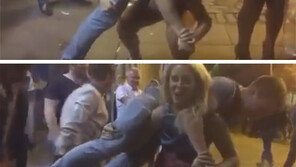 힘센 여자, 남자를 매고 괴력 자랑