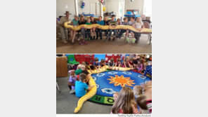 아이들 15명과 노는 거대한 뱀