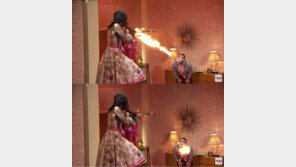 [영상]TV 생방송 중 약혼녀가 쏜 불화살이 목에…점수 따려다 ‘죽을뻔’