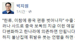 박지원, 中 사드 보복 조짐에…“불 난 집에 휘발유 붓는 언행, 中에 구실 줘”