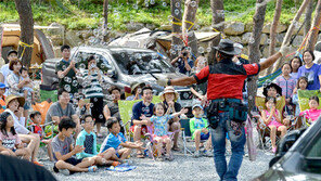 캠핑장서 즐기는 버블쇼