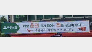 “운전은 내가, 전은 당신이…” 국민의당 추석 현수막 두고 갑론을박