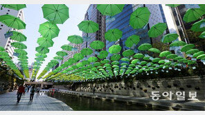 청계천에 펼쳐진 ‘1004개 초록우산’