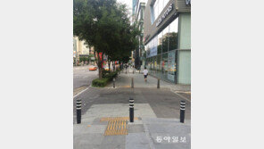 “촘촘한 볼라드에 유모차 다니기 힘들어요”