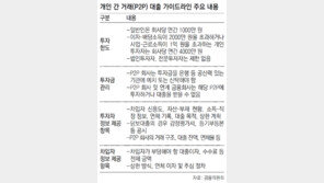 일반인 P2P 투자, 업체당 年 1000만원까지 허용
