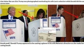 “그 아버지에 그 아들” 아내 누구 찍었나 훔쳐보는 트럼프 부자