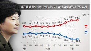 ‘탄핵·하야’ 여론 42.3%→55.3%→60.4%…TK서 더민주(25.2%) ＞새누리(24.2%)