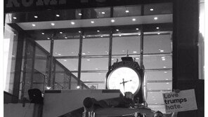 미국 곳곳에서 반발 시위…레이디 가가 “Love trumps Hate” 트럼프타워 앞 1인 시위