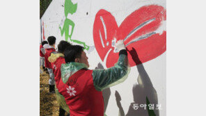 초등학교 담장에 벽화 그리기 봉사활동 