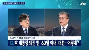 ‘뉴스룸’ 손석희·문재인, 대통령 즉각퇴진·조기 대선 두고 설전 “논리적으로 이해 안 돼” 