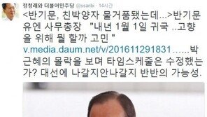 반기문 1월1일 귀국…정청래 “박근혜 몰락 보며 타임스케줄은 수정했는가?”