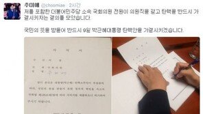 탄핵 표결 D-1, 2野 ‘의원 총사퇴’ 결의…추미애 “의원직 걸고 반드시 가결시킬 것”
