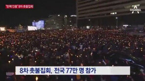 8차 촛불집회 “박근혜 즉각 퇴진·헌재 조기탄핵·황교안 사퇴 촉구” 목소리 높여