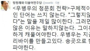 정청래 “우병우, 특검 알리바이 만든다…송곳으로 한 곳만 파야”