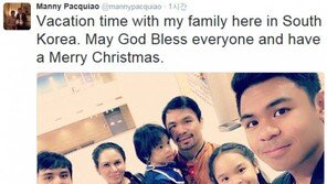 ‘복싱영웅’ 파키아오, 첫 방한 後…“한국에서 휴가, 메리크리스마스” SNS 글