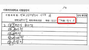 대리시험 의혹 답안지 공개된 정유라 “제적 후 나도 모르게 학점 나왔다”