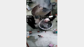 솥에서 끓이던 강아지 달아나자 웃는 남성…‘동물학대 논란’