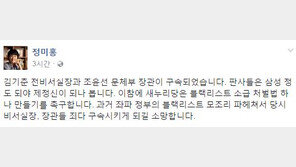 김기춘 조윤석 구속에 정미홍 “이참에 과거 좌파정부 블랙리스트도 파해쳤으면”